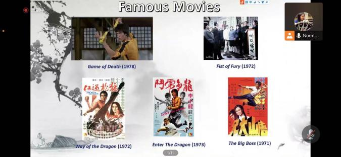 Introduction of martial arts movie stars and their representative works at the sharing session